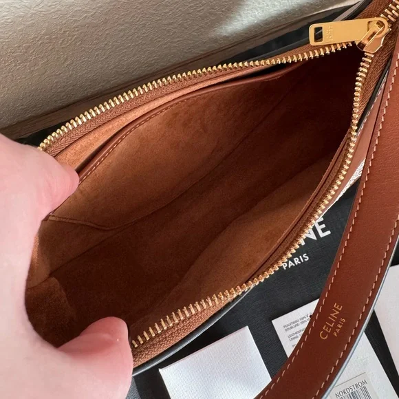 NEW CELINE Medium Ava Calfskin Leather Triomphe Shoulder Bag - Picture 6 of 9